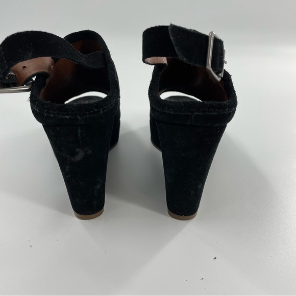 Lucky Brand Jemadine Suede Platforms Slingback Peep Toe in Black - Picture 4 of 7